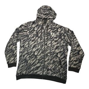 Under Armour ColdGear Hoodie Mens XXL Black Gray Camo Full Zip Fleece Loose Fit